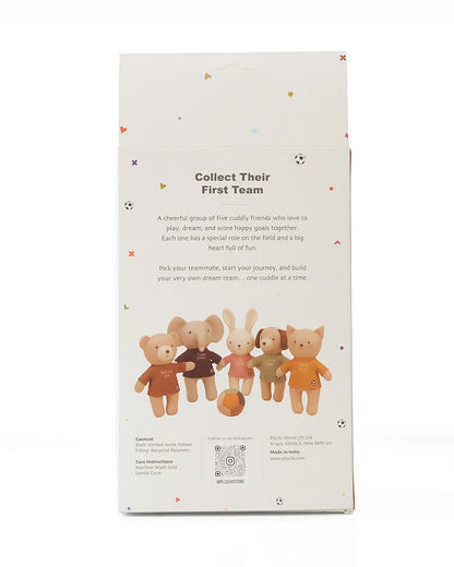 Pluchi Little Champ Football Pup Cotton Knitted Stuffed Soft Toy-Promotes Visual Stimulation-Pack of 2-Plush Cuddly Toy For Newborn