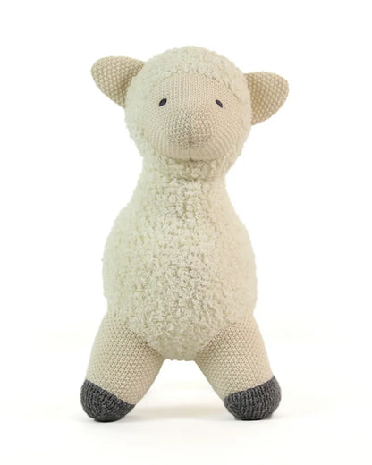 Pluchi Alba Sheep Cotton Knitted Stuffed Soft Toy-Promotes Visual Stimulation-Plush Cuddly Toy For Newborn