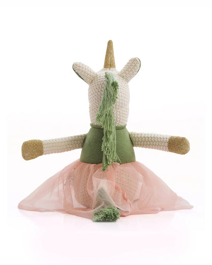 Pluchi Kizzy The Unicorn Cotton Knitted Stuffed Soft Toy-Washable Plush Cuddly Toy For Newborn