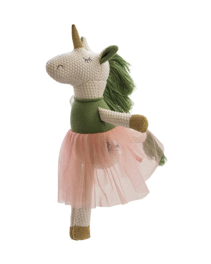 Pluchi Kizzy The Unicorn Cotton Knitted Stuffed Soft Toy-Washable Plush Cuddly Toy For Newborn