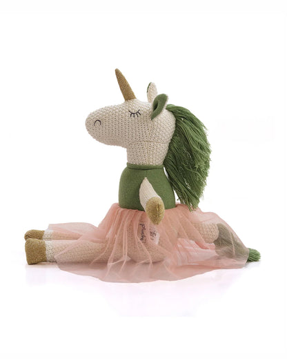 Pluchi Kizzy The Unicorn Cotton Knitted Stuffed Soft Toy-Washable Plush Cuddly Toy For Newborn