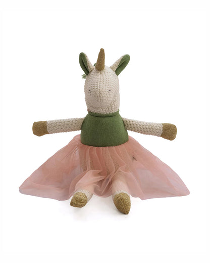 Pluchi Kizzy The Unicorn Cotton Knitted Stuffed Soft Toy-Washable Plush Cuddly Toy For Newborn