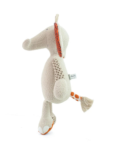 Pluchi Odie Elephant Patchwork Cotton Knitted Stuffed Soft Toy-Washable Plush Cuddly Toy For Newborn