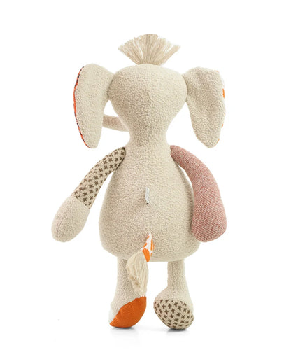 Pluchi Odie Elephant Patchwork Cotton Knitted Stuffed Soft Toy-Washable Plush Cuddly Toy For Newborn