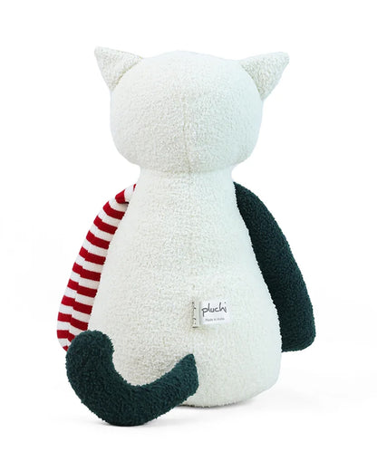 Pluchi Otis Cat Patchwork Cotton Knitted Stuffed Soft Toy-Washable Plush Cuddly Toy For Newborn