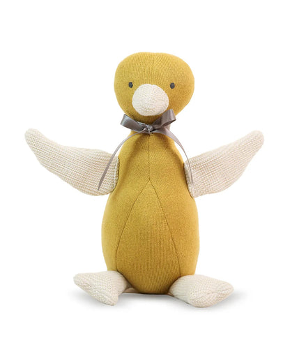 Pluchi Quacky Tunes Duck Cotton Knitted Stuffed Soft Toy-Washable Plush Cuddly Toy For Newborn