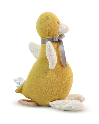 Pluchi Quacky Tunes Duck Cotton Knitted Stuffed Soft Toy-Washable Plush Cuddly Toy For Newborn