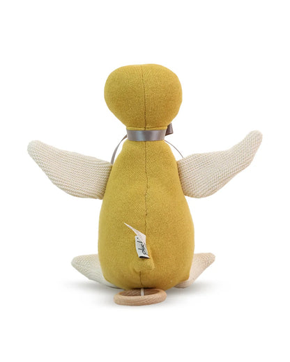 Pluchi Quacky Tunes Duck Cotton Knitted Stuffed Soft Toy-Washable Plush Cuddly Toy For Newborn