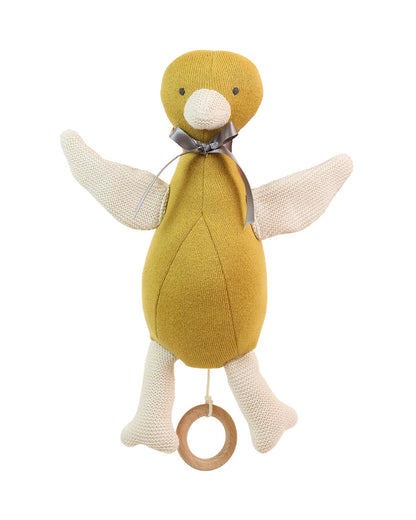 Pluchi Quacky Tunes Duck Cotton Knitted Stuffed Soft Toy-Washable Plush Cuddly Toy For Newborn