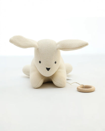 Pluchi Hush Bunny Music Cotton Knitted Stuffed Soft Toy-Washable Plush Cuddly Toy For Newborn
