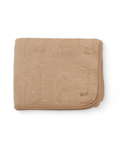 Pluchi Cotton Knitted Baby Quilt-100% Combed Cotton-Beige-For Toddler