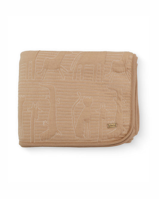 Pluchi Cotton Knitted Baby Quilt-100% Combed Cotton-Beige-For Toddler