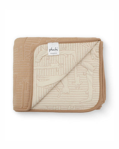 Pluchi Cotton Knitted Baby Quilt-100% Combed Cotton-Beige-For Toddler