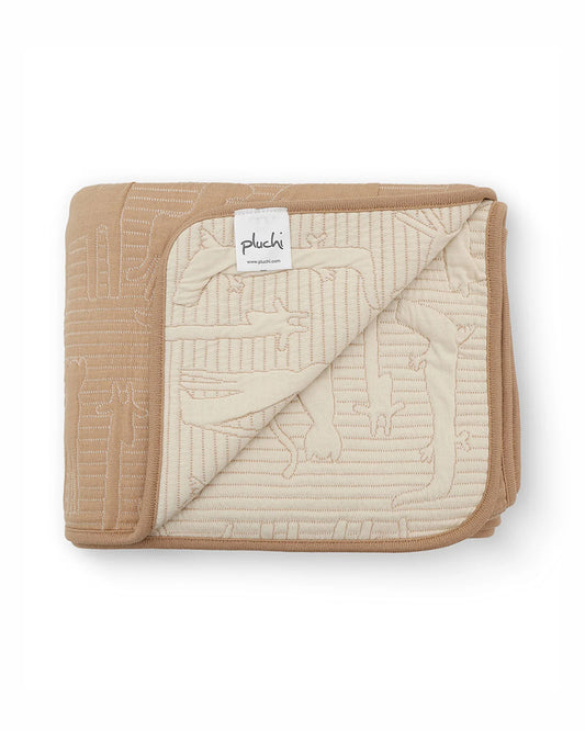 Pluchi Cotton Knitted Baby Quilt-100% Combed Cotton-Beige-For Toddler