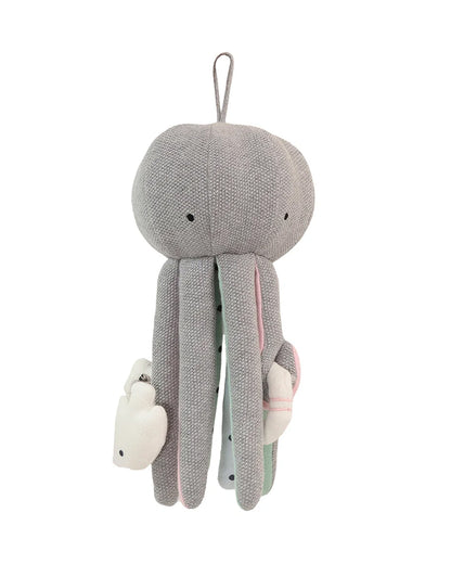 Pluchi Rattle & Wiggle Octopus Cotton Knitted Stuffed Soft Toy-Washable Plush Cuddly Toy For Newborn