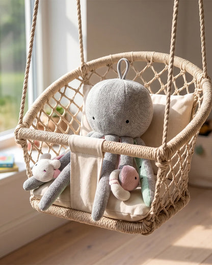 Pluchi Rattle & Wiggle Octopus Cotton Knitted Stuffed Soft Toy-Washable Plush Cuddly Toy For Newborn