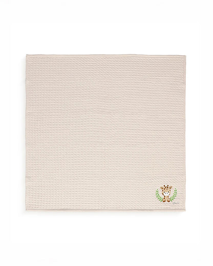 Pluchi Cotton Knitted Giraffe Baby Quilt-100% Combed Cotton-Off White-For Infants