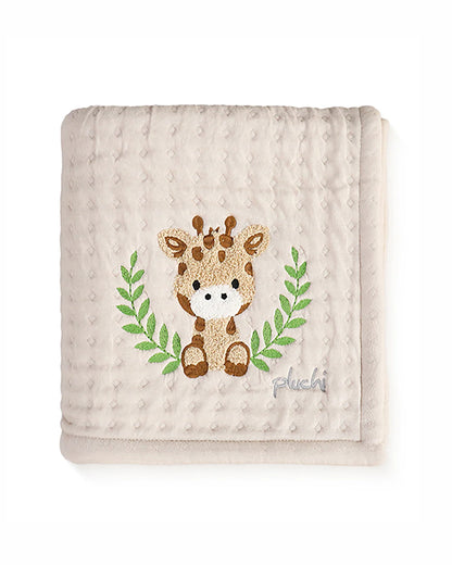 Pluchi Cotton Knitted Giraffe Baby Quilt-100% Combed Cotton-Off White-For Infants
