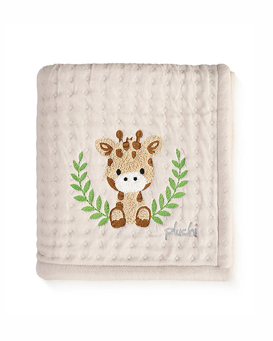 Pluchi Cotton Knitted Giraffe Baby Quilt-100% Combed Cotton-Off White-For Infants