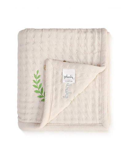 Pluchi Cotton Knitted Giraffe Baby Quilt-100% Combed Cotton-Off White-For Infants