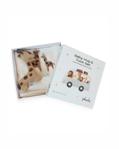 Pluchi Gigi the Giraffe Hug & Tuck Gift Bundle-Pack of 2-Gift For Baby Shower & Baby Birthday
