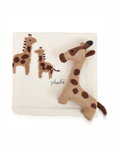 Pluchi Gigi the Giraffe Hug & Tuck Gift Bundle-Pack of 2-Gift For Baby Shower & Baby Birthday