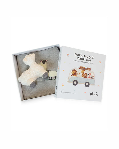 Pluchi Snowy the Sheep Snuggle Gift Bundle-Pack of 2-Gift For Baby Shower & Baby Birthday