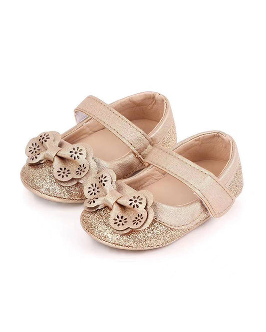 NINO BELLO Golden Bow Velcro Bellies For Infants