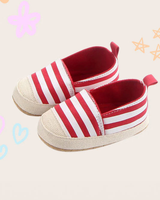 NINO BELLO Red Striped Slip On Sneakers For Infants