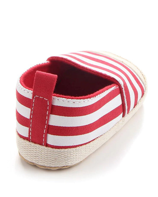 NINO BELLO Red Striped Slip On Sneakers For Infants