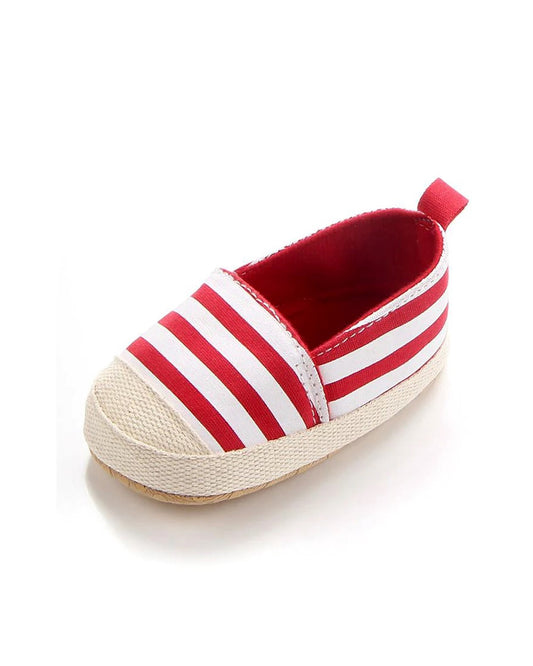 NINO BELLO Red Striped Slip On Sneakers For Infants