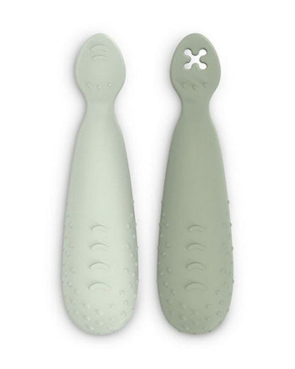 Suavinex Essence Silicone Spoon-Ergonomic Design-Dishwasher Safe-Green-Pack of 2-6M+