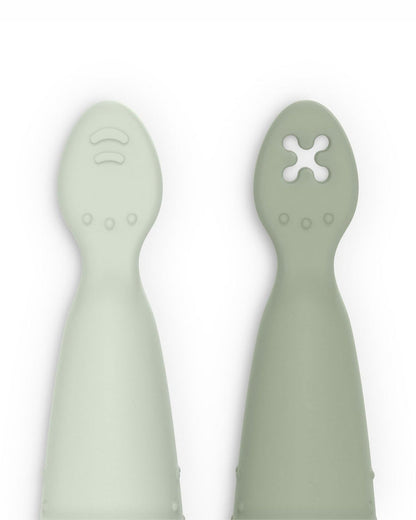 Suavinex Essence Silicone Spoon-Ergonomic Design-Dishwasher Safe-Green-Pack of 2-6M+