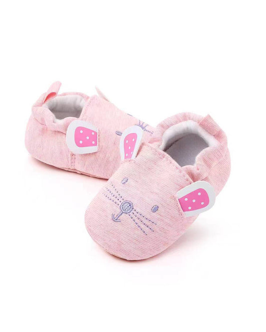 NINO BELLO Pink Cat Slip On Booties For Infants