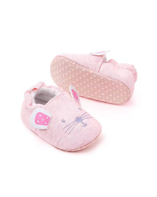 NINO BELLO Pink Cat Slip On Booties For Infants