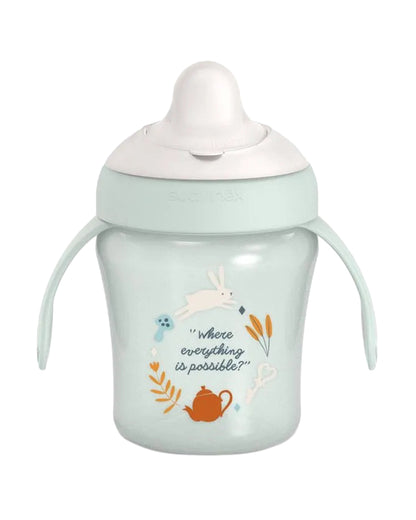 Suavinex Wonderland Learning Spout Cup-Leakproof with Folding Lid and Handles-Dishwasher Safe-Green-200ml-6M+