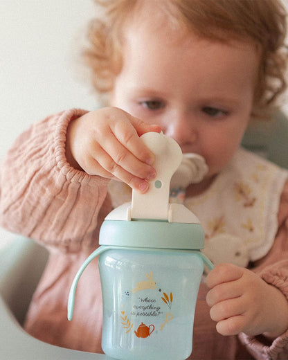 Suavinex Wonderland Learning Spout Cup-Leakproof with Folding Lid and Handles-Dishwasher Safe-Green-200ml-6M+