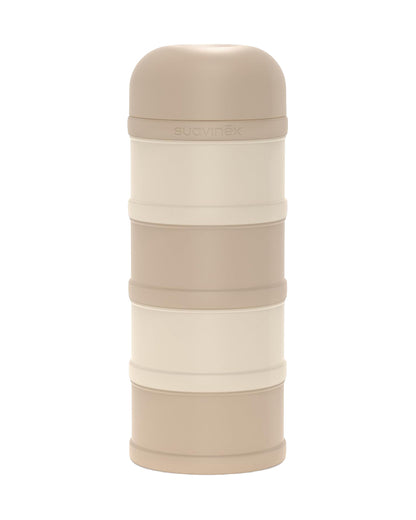 Suavinex Milk Powder Container & Dispenser with 4 Compartments-Airtight with Screw Closures-Dishwasher Safe-Beige