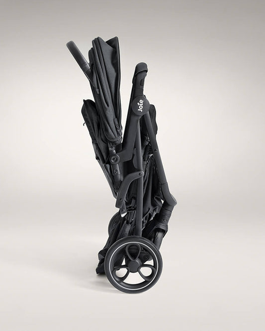 Joie Estrella Twin Stroller-Individually Adjustable Near Flat Reclining Seat-One Hand Fold-2 Years Warranty-Ebony