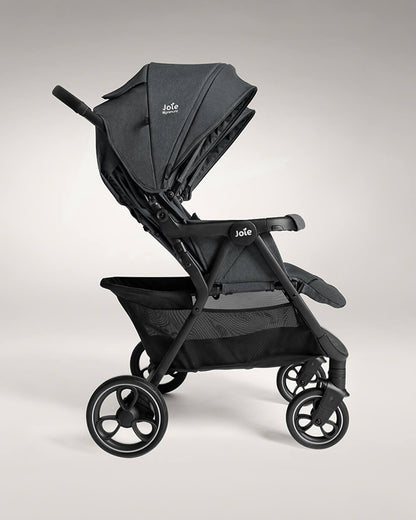 Joie Estrella Twin Stroller-Individually Adjustable Near Flat Reclining Seat-One Hand Fold-2 Years Warranty-Ebony