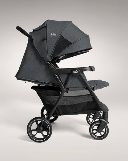 Joie Estrella Twin Stroller-Individually Adjustable Near Flat Reclining Seat-One Hand Fold-2 Years Warranty-Ebony