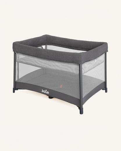 Joie Amigo Travel Cot-One Hand Fold-Removable Bassinet-Includes Travel Bag-Thunder-Upto 15 kg