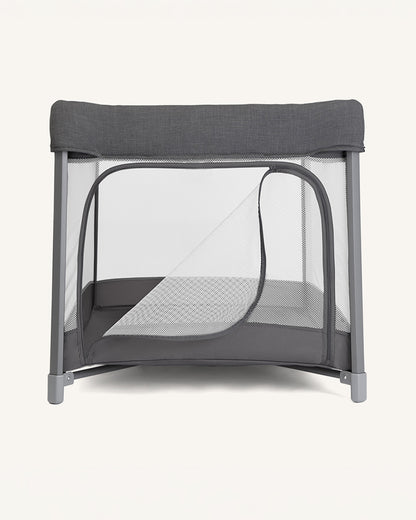 Joie Amigo Travel Cot-One Hand Fold-Removable Bassinet-Includes Travel Bag-Thunder-Upto 15 kg