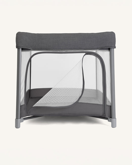 Joie Amigo Travel Cot-One Hand Fold-Removable Bassinet-Includes Travel Bag-For 0 to 3Y (Upto 15 kg)-Thunder