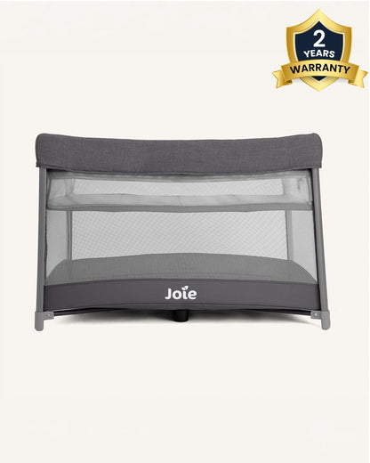 Joie Amigo Travel Cot-One Hand Fold-Removable Bassinet-Includes Travel Bag-Thunder-Upto 15 kg