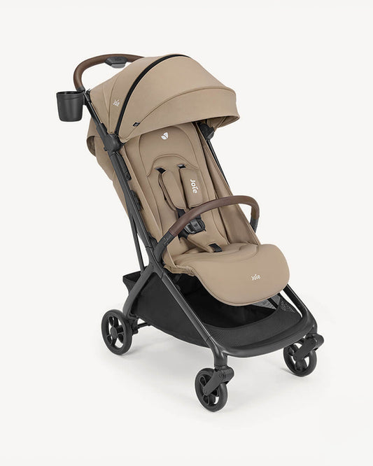 Joie Porto Cabin Friendly Stroller-One Hand Fold-Flat Reclining Seat-Car Seat Compatible-2 Years Warranty-For to 4Y (Upto 22 Kg)-Cashew