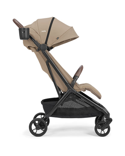 Joie Porto Cabin Friendly Stroller-One Hand Fold-Flat Reclining Seat-Car Seat Compatible-6 Months Warranty-For to 4Y (Upto 22 Kg)-Cashew