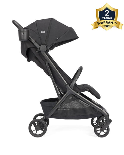 Joie Porto Cabin Friendly Stroller-One Hand Fold-Flat Reclining Seat-Car Seat Compatible-6 Months Warranty-For to 4Y (Upto 22 Kg)-Raven