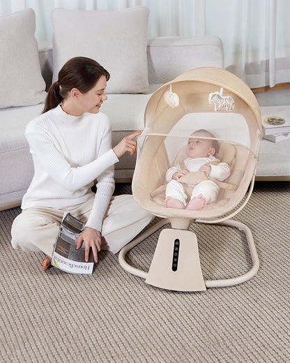 Mastela 3 in 1 Aura Deluxe Bassinet-5 Point Harness-12 Built In Melodies-For 0 to 36M (Upto 15 Kg)-Bronze