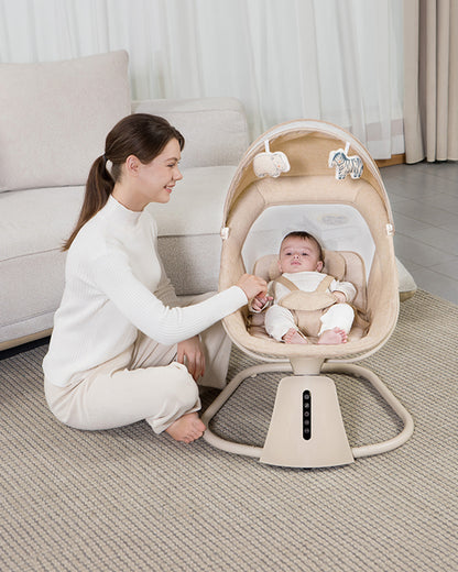 Mastela 3 in 1 Aura Deluxe Bassinet-5 Point Harness-12 Built In Melodies-For 0 to 36M (Upto 15 Kg)-Bronze